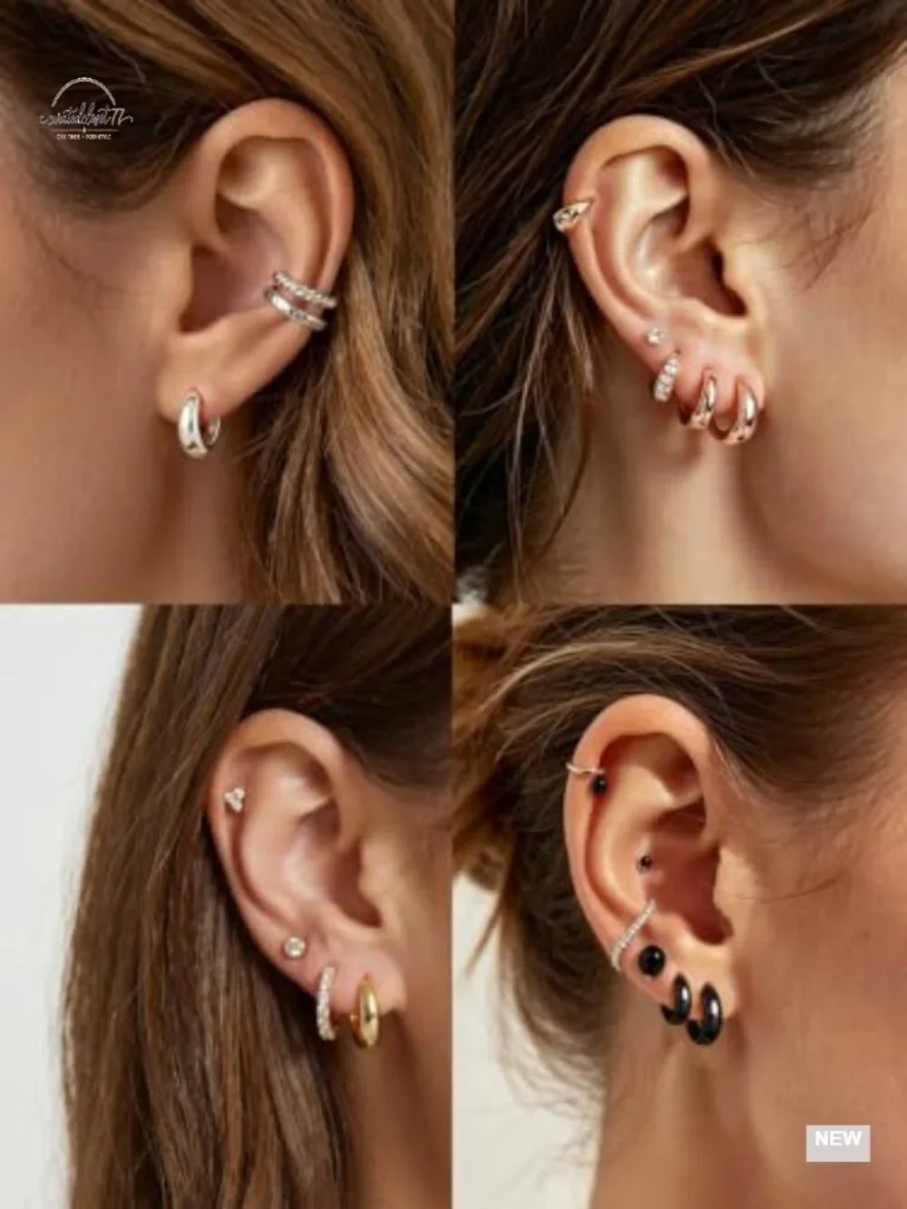 14K Gold Plated Chunky Hoop Earrings Silver Post Hypoallergenic Lightweight